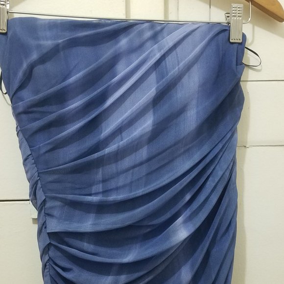 NWT STRAPLESS TIE DYE PRINT SHADES OF BLUE DRESS - Picture 7 of 9